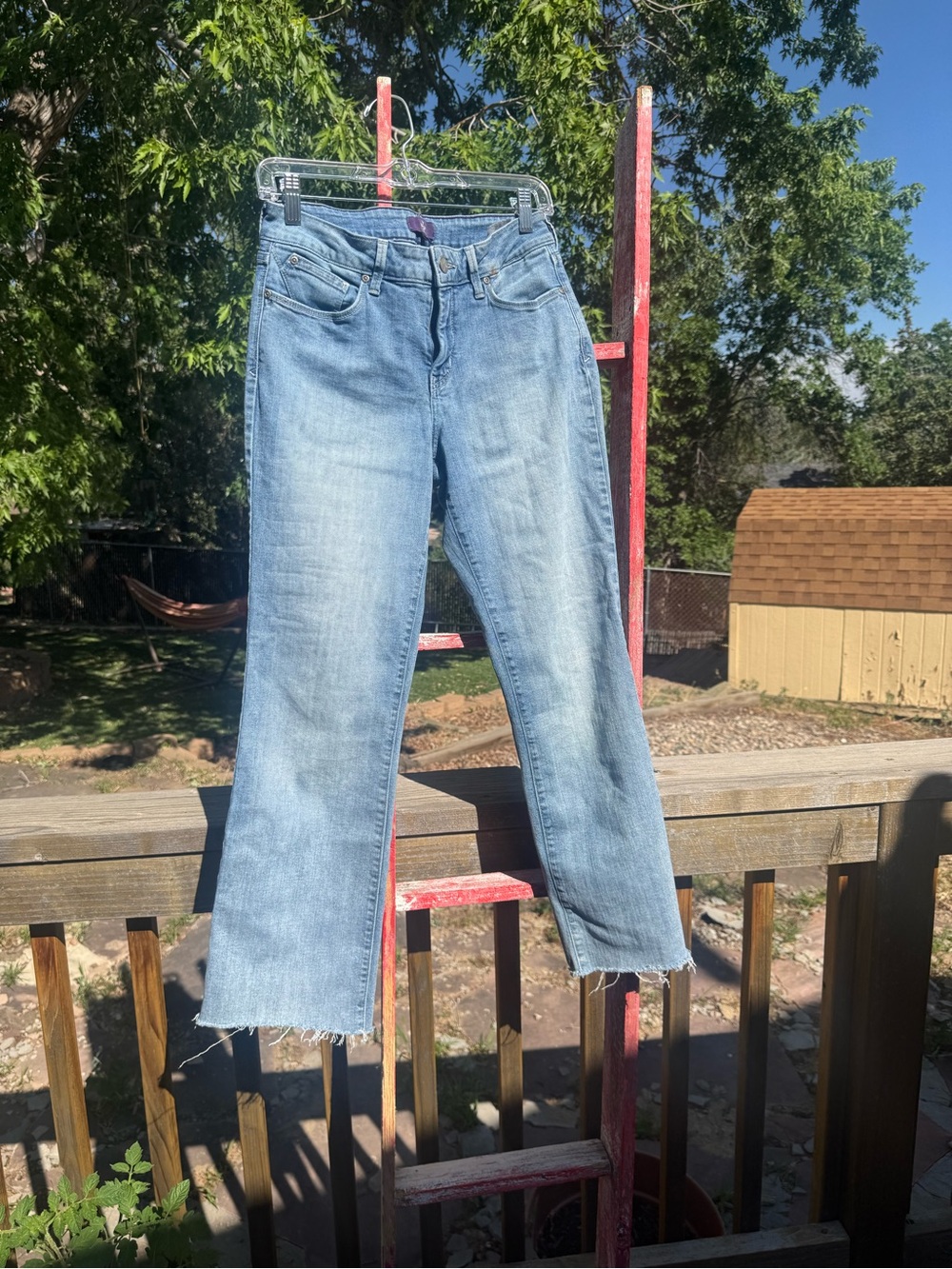 NYDJ Light Blue Flare Jeans - Frayed Hem